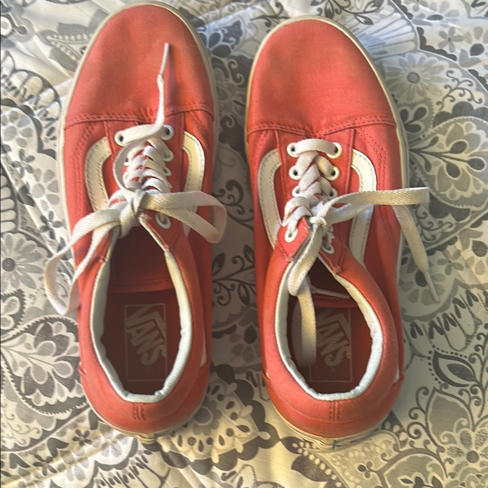 Vans Pink/Coral and White Sneakers Classic Canvas Design